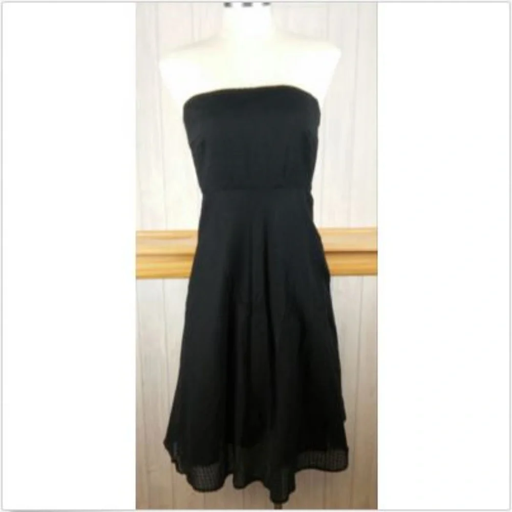 🖤J.Crew Black Swiss Dot Strapless Picnic Dress Netting Cotton Size 2 - Picture 8 of 8
